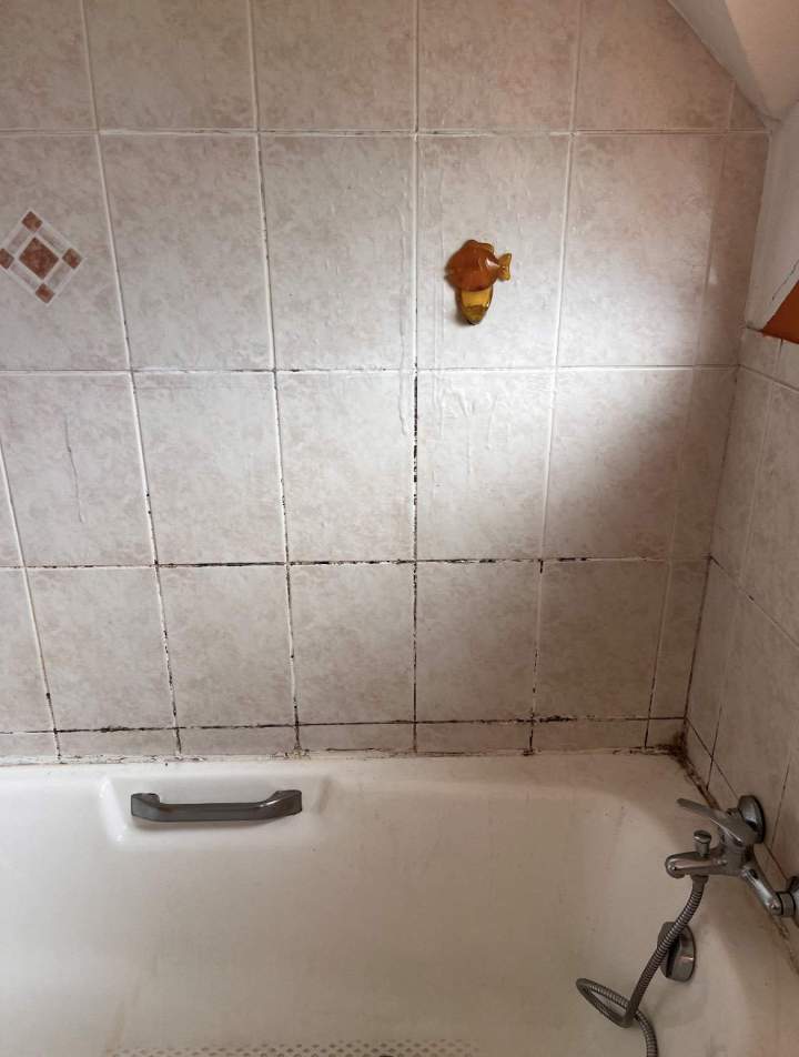 Carrelage salle de bains avant nettoyage La Réunion
